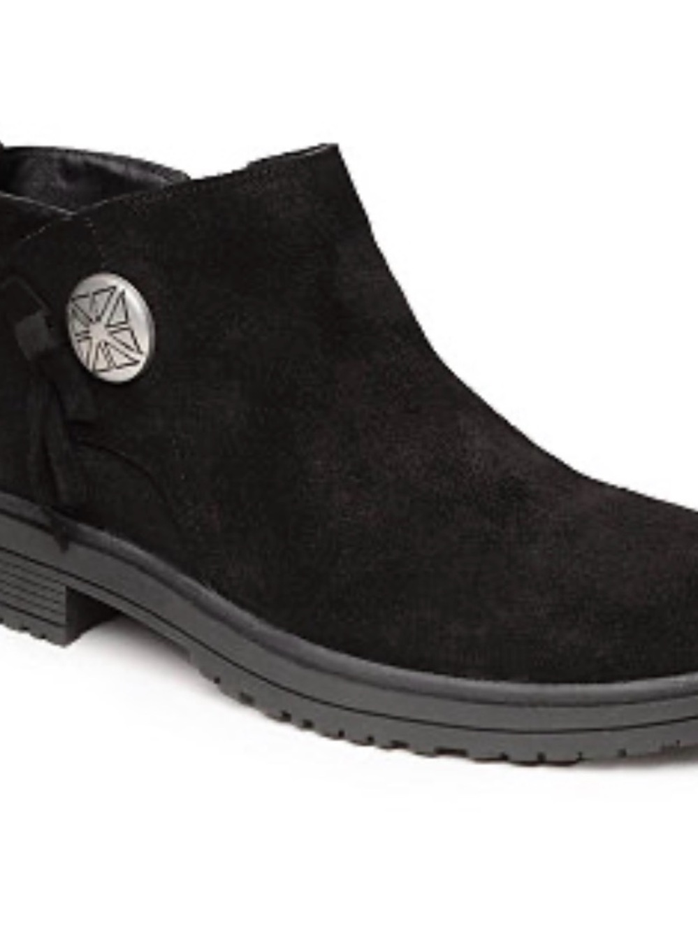 Minnetonka Black Suede Katie Button Ankle Booties Sz 11